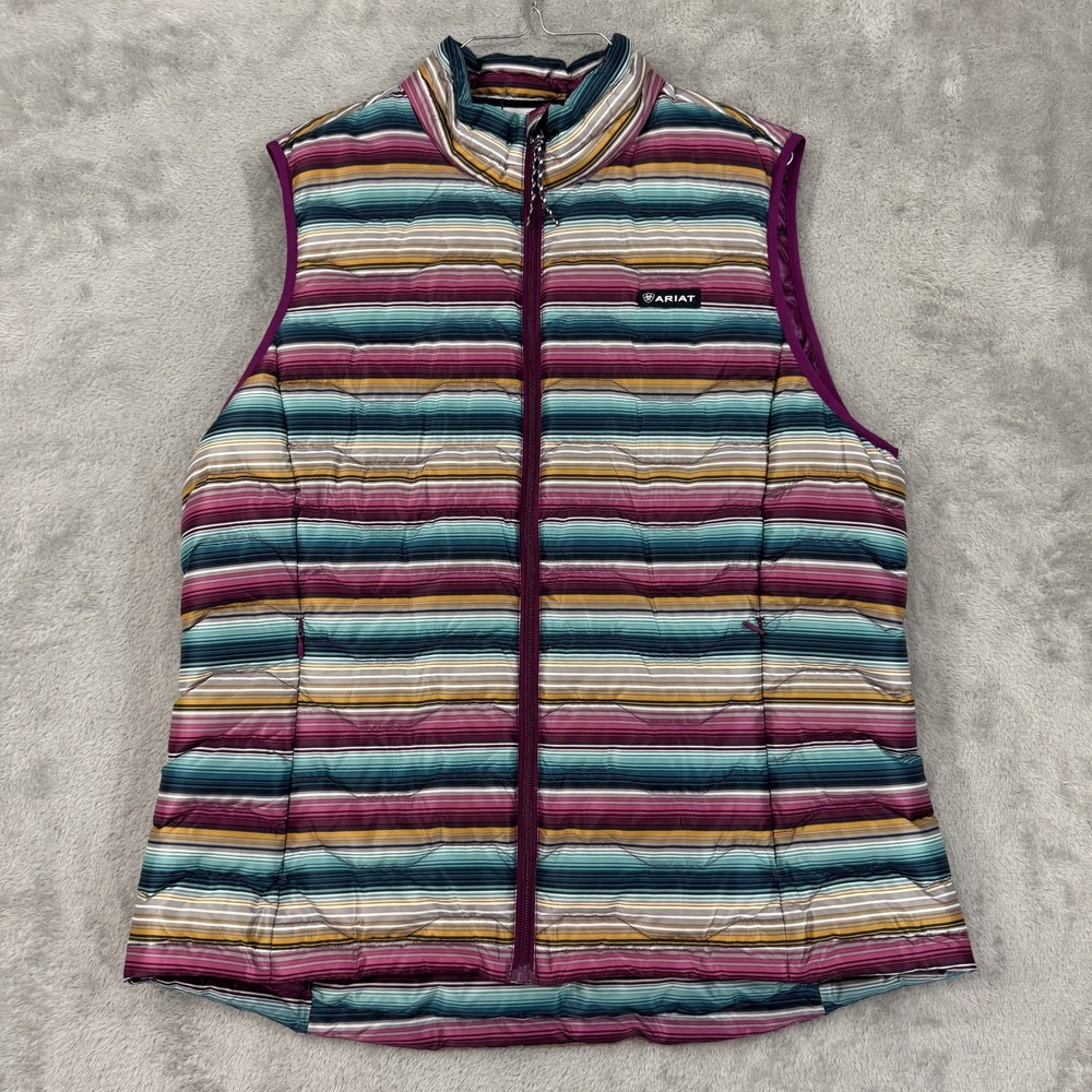 Ariat Ideal Down Filled Puffer Vest Womens XL Puffer Colorful Pink Blue‎ Duck